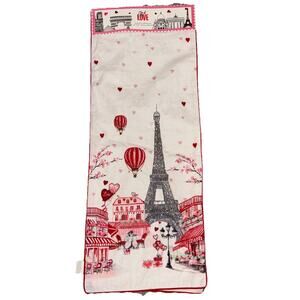 Eiffel Tower Table Runner Paris Embroidered Beaded Valentine Pink City of Love
